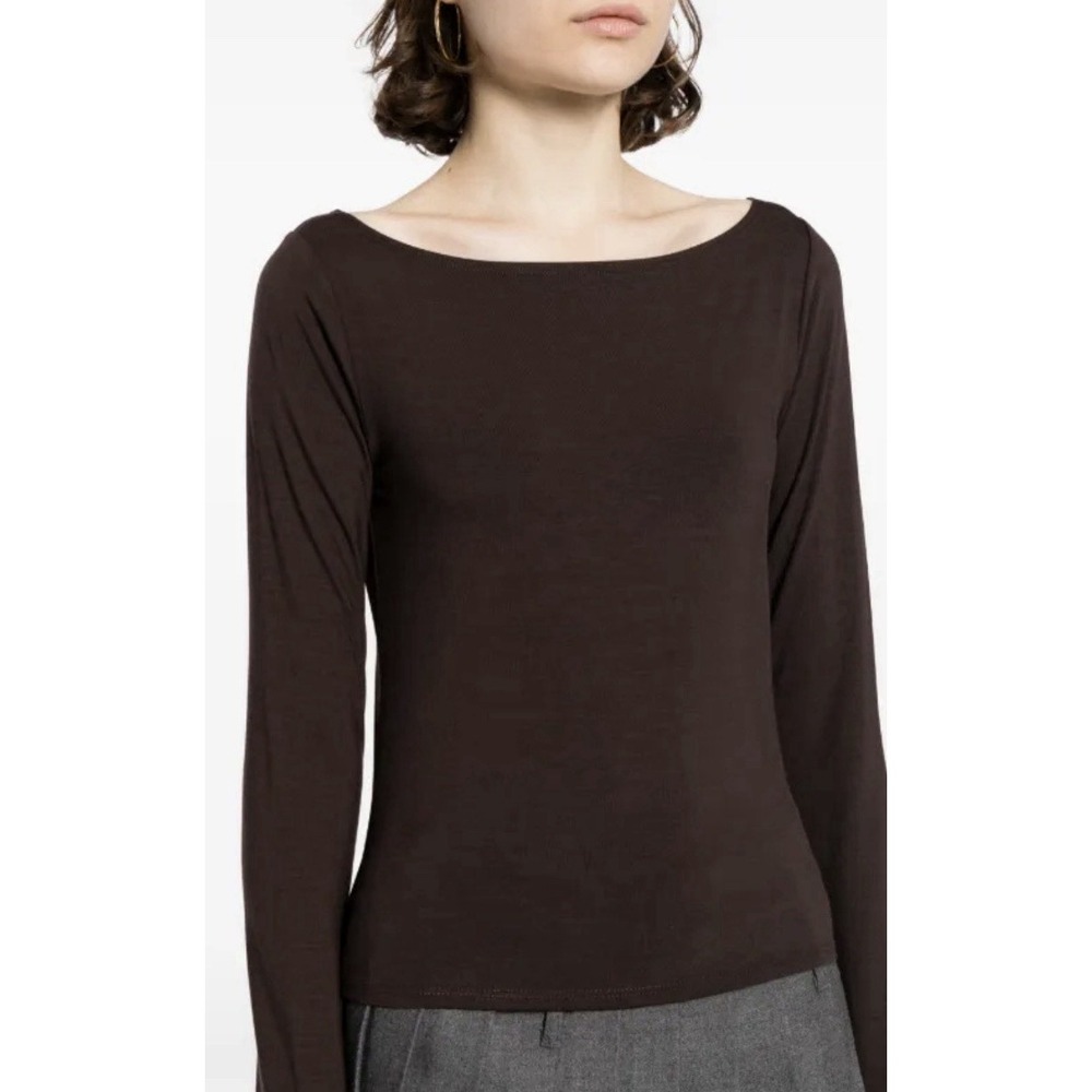 Reformation Wiley Top Boatneck 2X Retro Dark Espresso Slim Fit Cozy Chic Fall